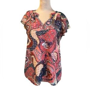 Joie floral ruffle sleeve blouse